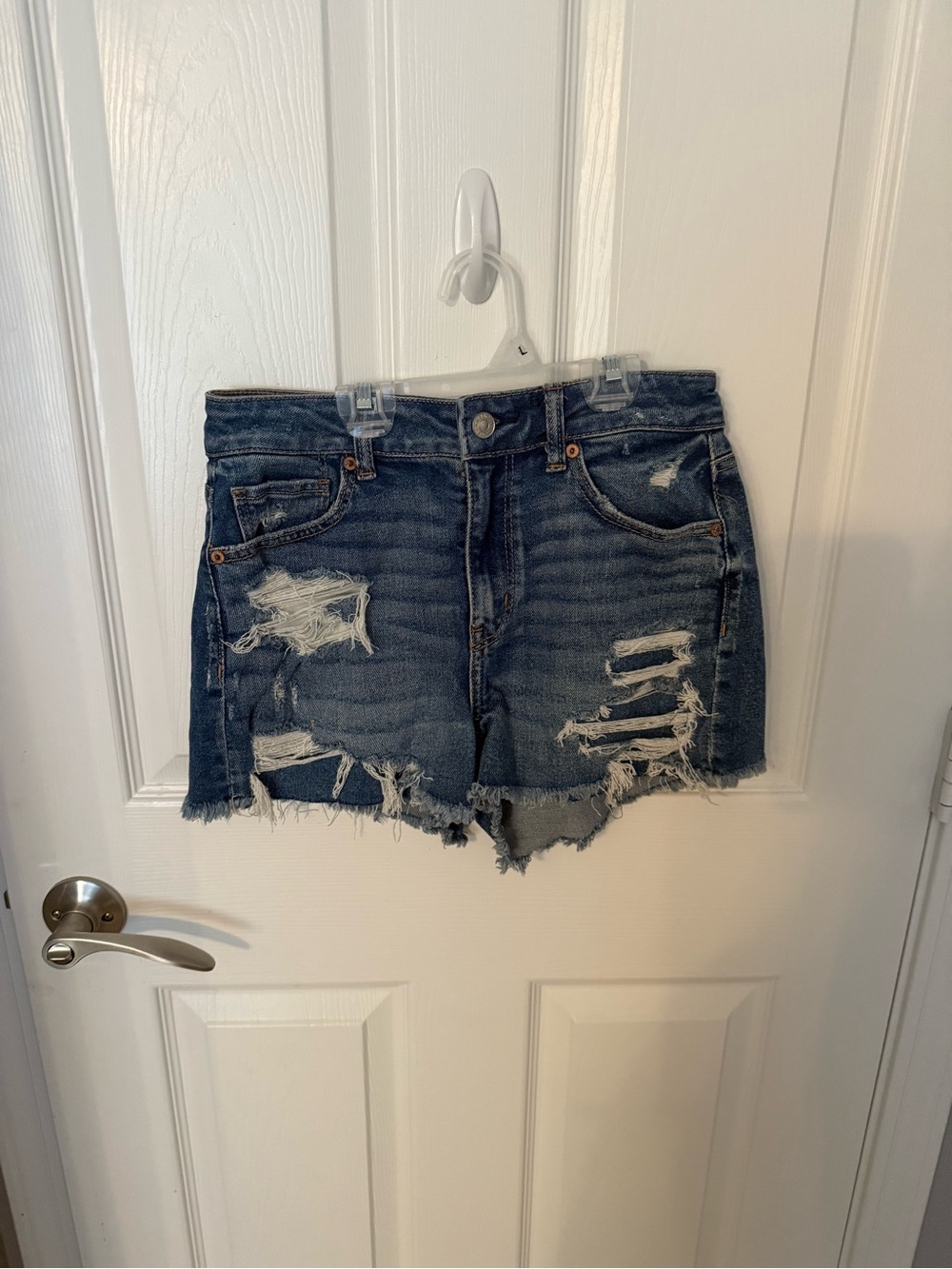 American Eagle Outfitters Distressed Medium Blue Jean Shorts